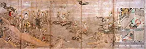 Cosmology Prints: English: Taima Mandala engi (紙本著色当麻曼荼羅縁起)