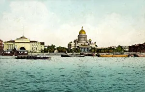 Tram Prints: English: View of the Admiralty Enbankment in 1900-1917 years Русский: Вид Адмиралтейской набережной в 1900-1917 годах