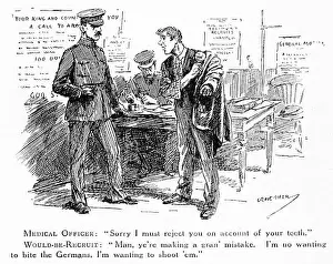 Dentistry Prints: Engraving of an army recruit protesting that he's not acceptable because of his teeth