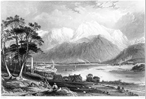 Ben Nevis Prints: An engraving of Ben Nevis and the Entrance to the Caledonian Canal
