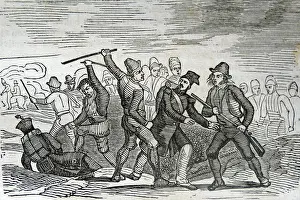 History Historical Archive Archival Prints: Engraving depicts the uprising in La Mancha, Spain. Dated 19th Century