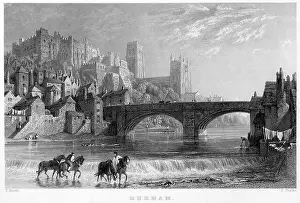 An engraving entitled Durham scanned at high resolution from a book published in 1834