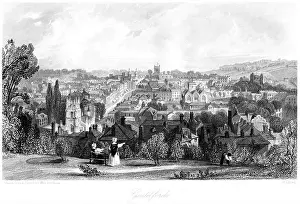 Copyright Prints: An engraving of Guildford, Surrey scanned at high resolution from a book printed in 1850