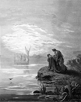 Soul Prints: Engraving after Gustave Doré from Dante Alighieri's Divine Comedy 'Purgatory and Paradise'; Dante