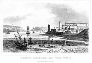 Sails Prints: An engraving of North Shields on the Tyne