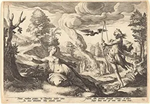 Hatching Prints: Engraving by the workshop of Hendrick Goltzius depicting Apollo killing Coronis