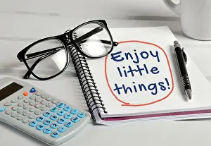 Things Prints: Enjoy the little things word on notebook page