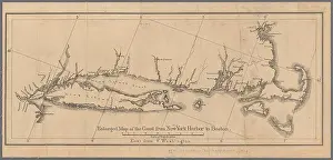 New York State Prints: Enlarged map of the coast from New York Harbor to Boston 1870