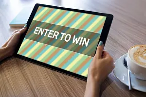 Gambling Prints: Enter to win text on the screen
