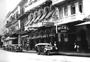 Taverns Prints: The entertainment district of Panama City, Panama is shown in 1936