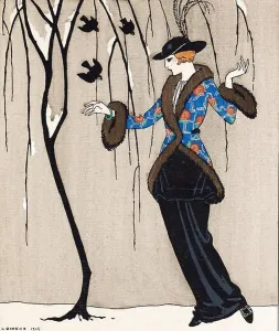 Entitled: Paquin dress illustration by George Barbier, 1912. Jeanne Paquin (1869 - 1936) was a leading French fashion designer