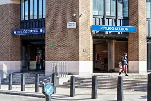 One Woman Prints: The entrance to Pimlico Underground station on the Victoria Line, London, UK