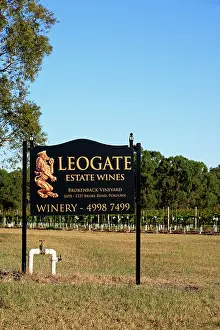 Wines Prints: Entrance Sign of Leogate Estate Wines, Pokolbin, Hunter Valley, New South Wales, Australia
