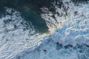 Epic waves in the Atlantic Ocean off the coast of Madeira off Morocco. Great sunset at the sea