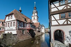 Locality Prints: Erbach, Odenwald, Hesse, Germany, Altes Rathaus and Protestant parish church