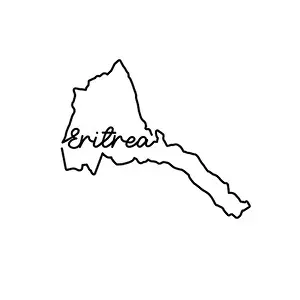Neighbors Prints: Eritrea outline map with the handwritten country name