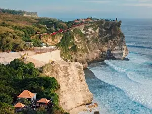 Balinese Prints: Escalators digging destruction of the rock nearby Uluwatu temple