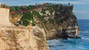 Balinese Prints: Escalators digging on the rock nearby Uluwatu temple in Bali