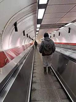 White Walls Prints: Escalators inside Beaudry Metro station in Montreal, Quebec, Canada