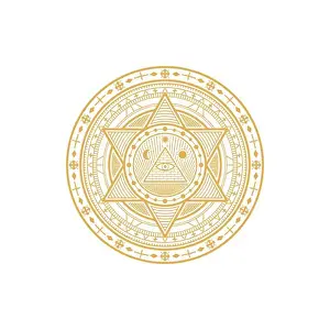 Sun Moon Prints: Esoteric amulet, mandala, magic talisman with pyramid