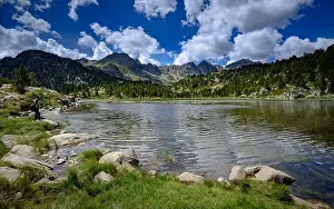 Cumulus Prints: Estany Primer de Pessons lake in a summer morning (Andorra)