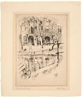 1870 Prints: Etching by John Marin depicting a canal in Amsterdam