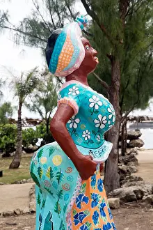 Parish Prints: Ethnic Bajan woman statue at North Point on the Caribbean island of Barbados