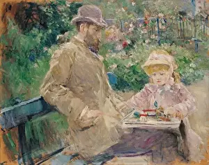Eugène Manet and His Daughter in the Garden at Bougival