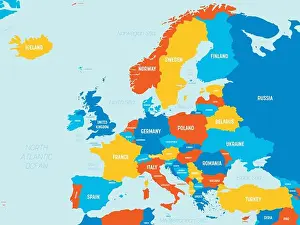 Europe Map Prints: Europe map - 4 bright color scheme
