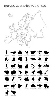 Wander Prints: Europe map with shapes of regions