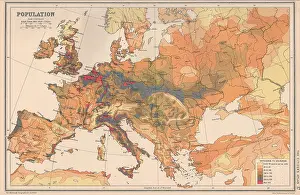 Bartholomew Prints: EUROPE: Population density. BARTHOLOMEW, 1924 vintage map