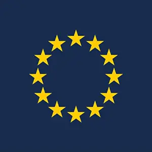 Twelve Prints: European Union stars symbol. Twelve stars isolated symbol. EU vector sign