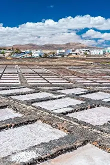 Salt Basin Prints: Evaporation salt flats tanks, Las Salinas del Carmen, Fuerteventura, Canary Islands, Spain