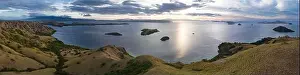 Evening light illuminates Rinca Island in Komodo National Park, Indonesia. In close proximity to Komodo Island, Rinca is home to many Komodo dragons