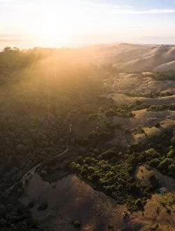 Aerial Landscape Collection: Evening sunlight illuminates the beautiful hills of the East Bay