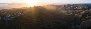 Evening sunlight illuminates the beautiful hills of the East Bay, just east of San Francisco Bay in Northern California
