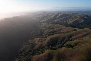 Aerial Landscape Collection: Evening sunlight shine on the serene, rolling hills of the East Bay