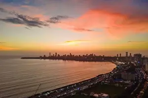 Orange Sky Prints: Evening sunset at Marine Drive, Chowpatty - Mumbai