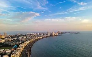 Orange Sky Prints: Evening sunset at Marine Drive, Nariman Point - Mumbai