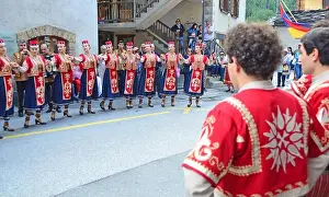 Blouse Prints: EVOLENE, SWITZERLAND - AUGUST 15: Armenian folk group in traditional costumes: August 15