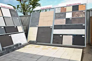 Examples Prints: Examples of modern garden tiles for show in garden centre