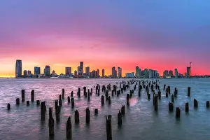 Exchange Place, New Jersey, USA skyline from across the Hudson River