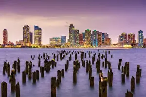 Exchange Place, New Jersey, USA skyline from across the Hudson River