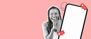 Friendships Prints: Excitement With Social Media Engagement in a Vibrant Collage of Emotions and Numbers