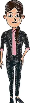 Recruitment Prints: Executive business woman cartoon scribble