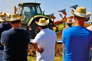 Middle Aged Prints: Exhibition of new tractors in an agricultural fair in Agro Pontino, Lazio, Central Italy