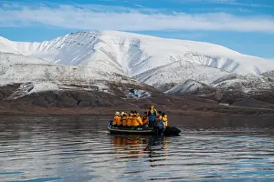 Outdoor Activity Prints: Expedition zodiacs, Axel Heiberg island, Nunavut, Canadian Arctic, Canada, North America