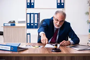 Hammer Prints: Experienced judge sitting in the office