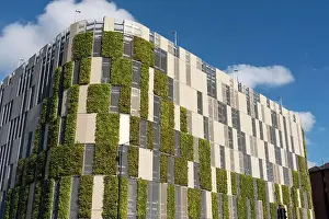 Car Park Prints: The exterior of a new multi storey car park featuring a green living wall that forms part of the New Market Development
