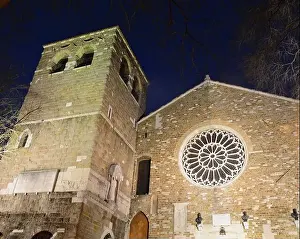 Martyr Prints: Exterior view of the Saint Justus Trieste Cathedral and its bell tower (Cattedrale di San Giusto Martire)